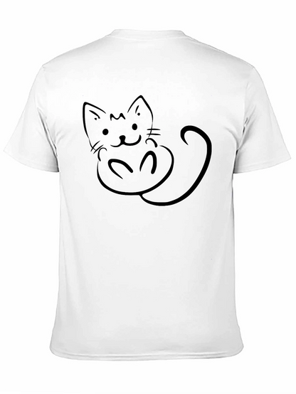Cute Cat Graphic Black T-Shirt