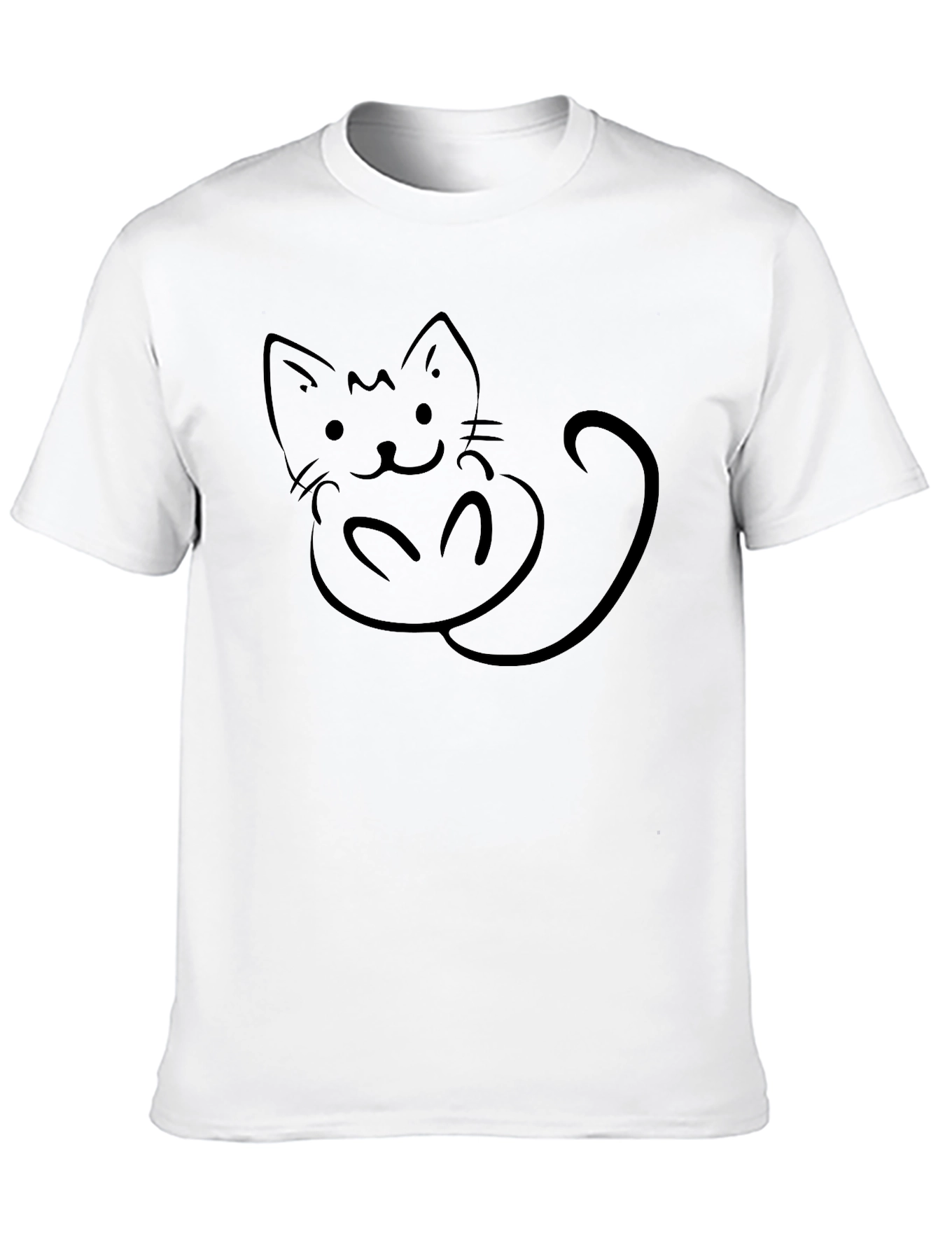 Cute Cat Graphic Black T-Shirt