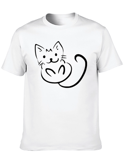 Cute Cat Graphic Black T-Shirt