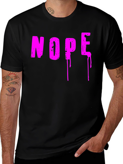 Nope Graphic T-Shirt - Casual Crew Neck Tee