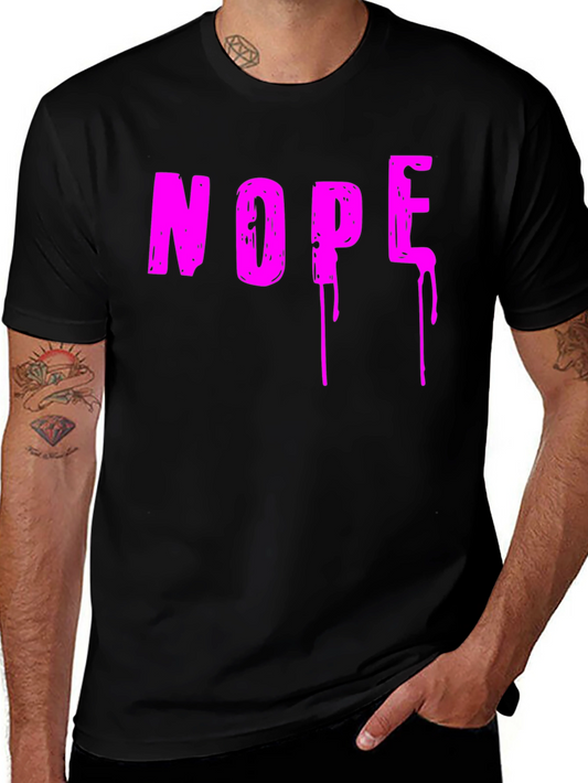 Nope Graphic T-Shirt - Casual Crew Neck Tee