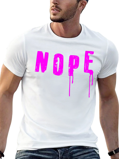 Nope Graphic T-Shirt - Casual Crew Neck Tee