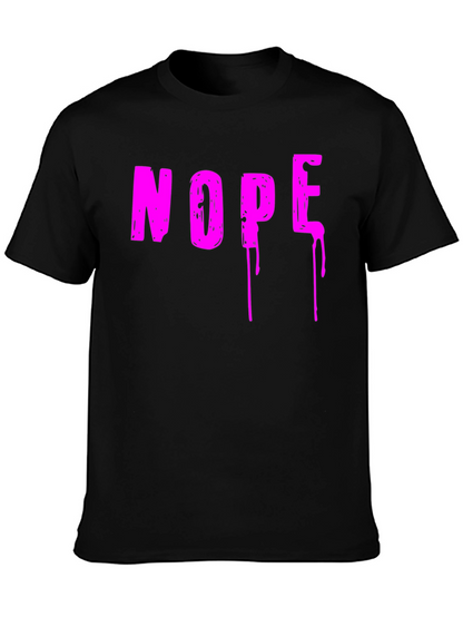 Nope Graphic T-Shirt - Casual Crew Neck Tee