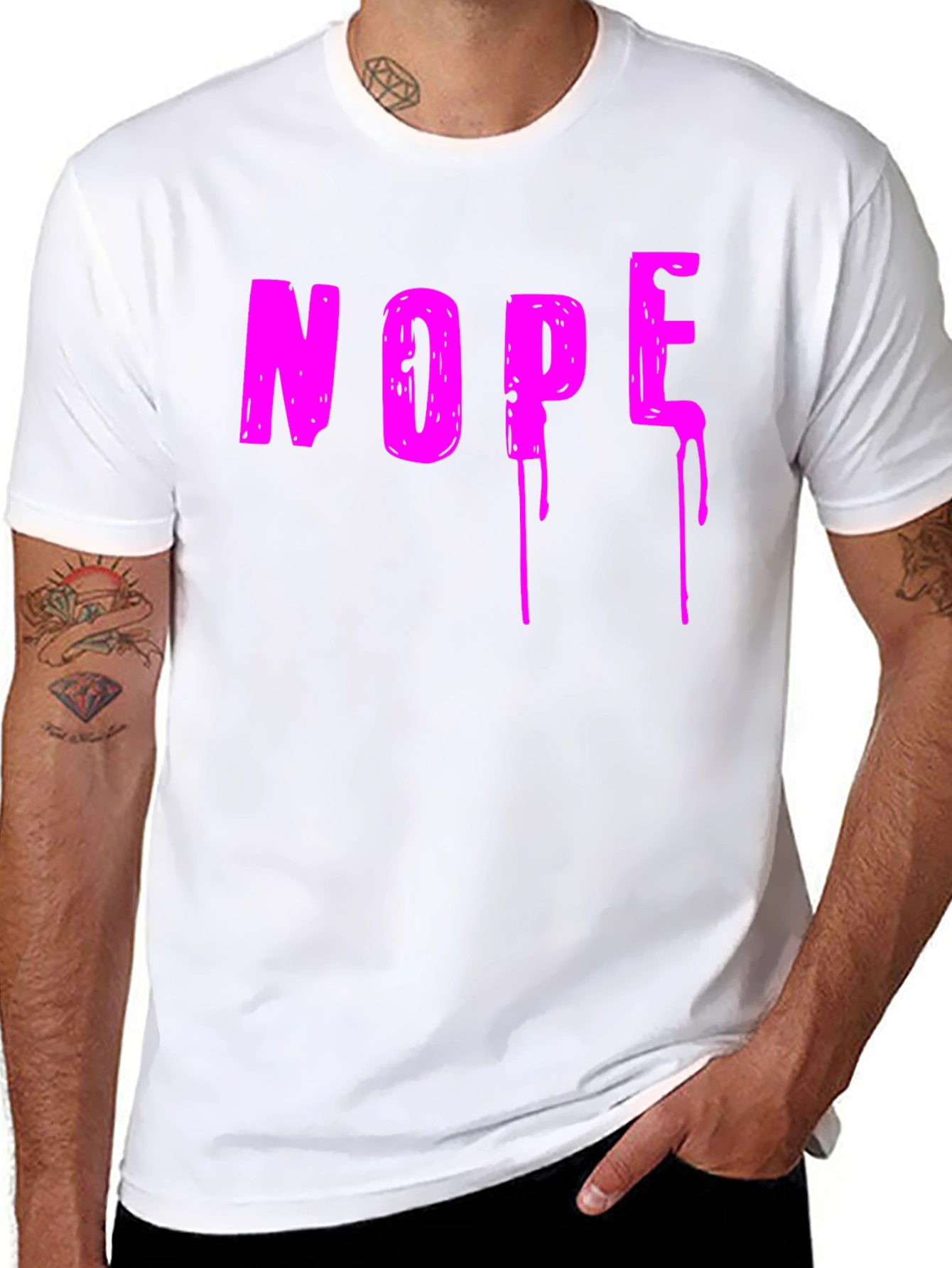 Nope Graphic T-Shirt - Casual Crew Neck Tee