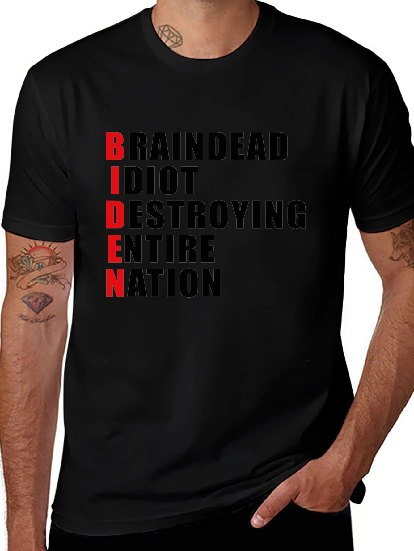 Anti-Biden T-Shirt - BRAINDEAD Design - Political Statement Tee