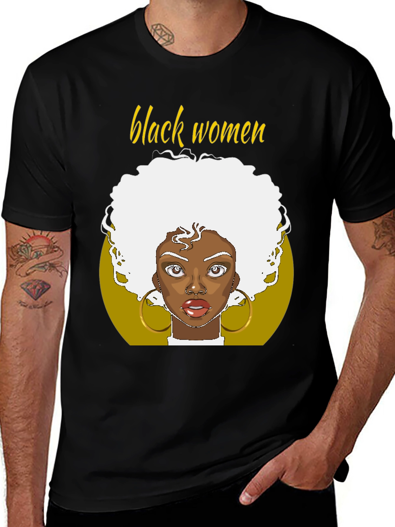 Black Women Graphic Tee - Afro Art T-Shirt