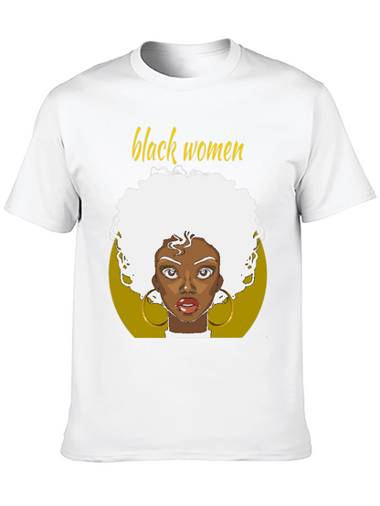 Black Women Graphic Tee - Afro Art T-Shirt