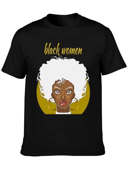 Black Women Graphic Tee - Afro Art T-Shirt