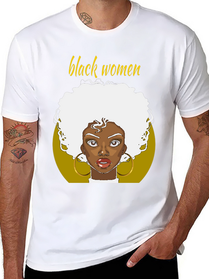 Black Women Graphic Tee - Afro Art T-Shirt