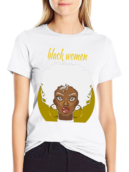 Black Women Graphic Tee - Afro Art T-Shirt