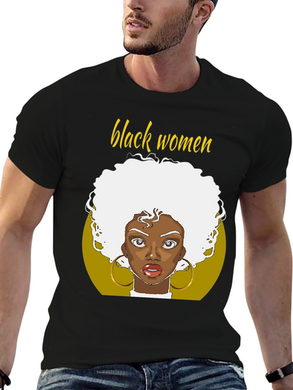 Black Women Graphic Tee - Afro Art T-Shirt