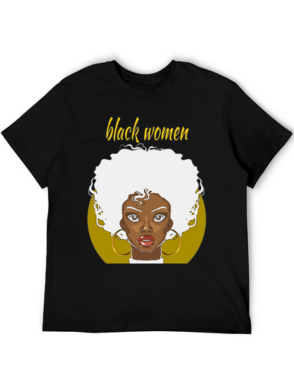 Black Women Graphic Tee - Afro Art T-Shirt