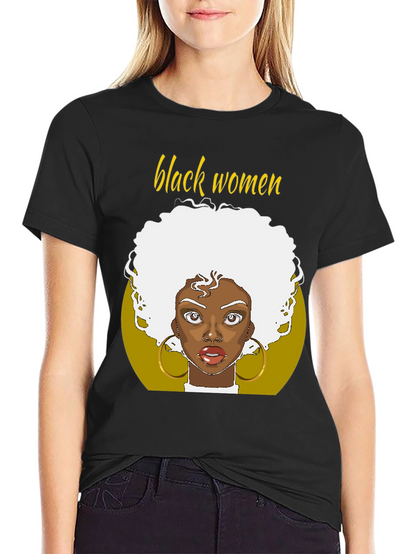 Black Women Graphic Tee - Afro Art T-Shirt