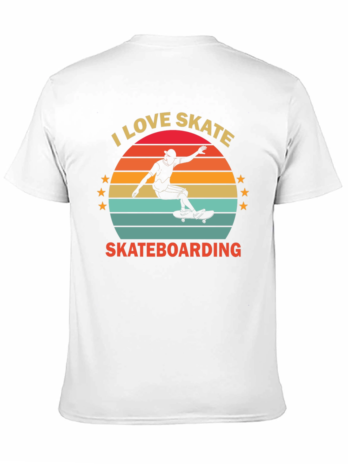 I Love Skateboarding T-Shirt Retro Sunset Design
