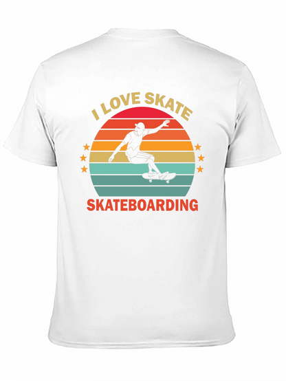 I Love Skateboarding T-Shirt Retro Sunset Design