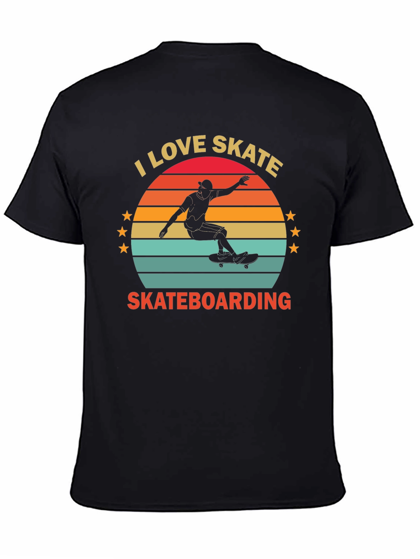 I Love Skateboarding T-Shirt Retro Sunset Design