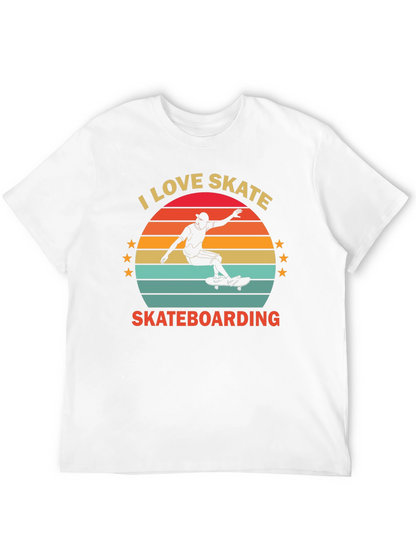 I Love Skateboarding T-Shirt Retro Sunset Design