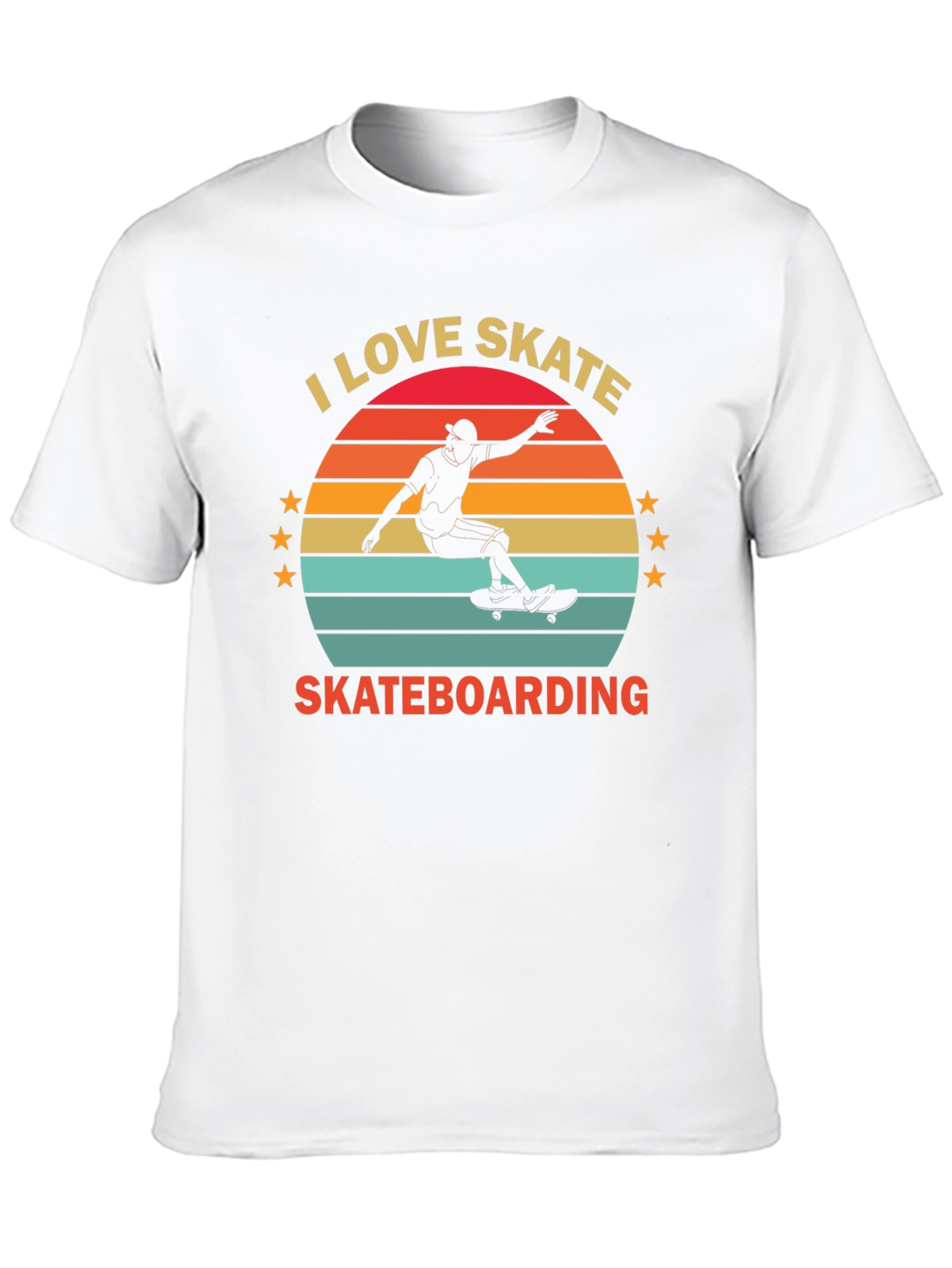 I Love Skateboarding T-Shirt Retro Sunset Design