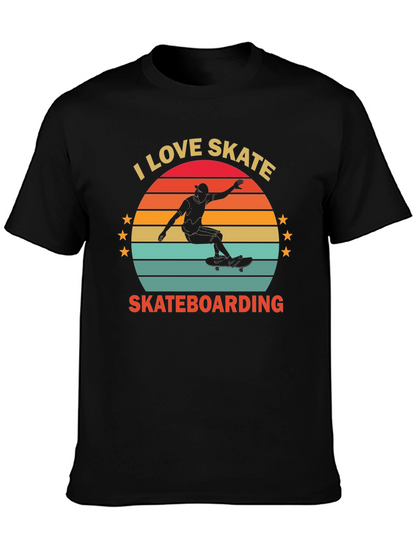 I Love Skateboarding T-Shirt Retro Sunset Design
