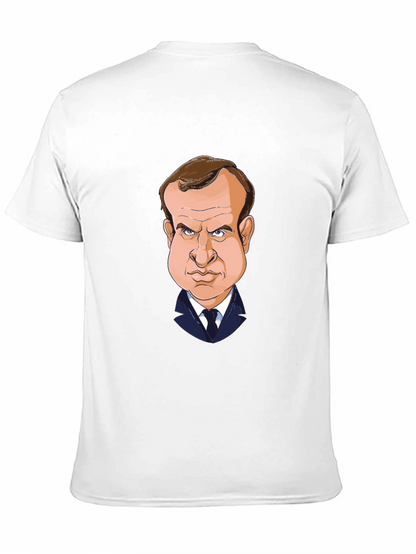 Macron Caricature T-Shirt - Black Cotton Tee