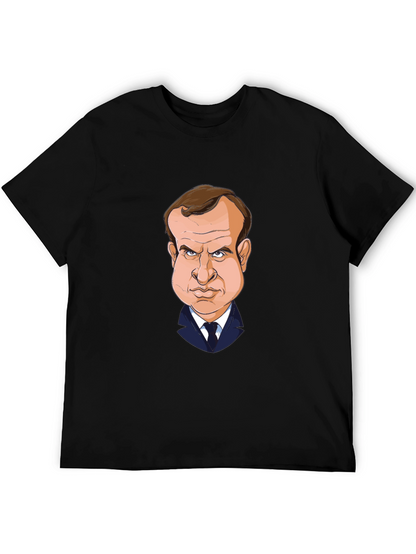 Macron Caricature T-Shirt - Black Cotton Tee