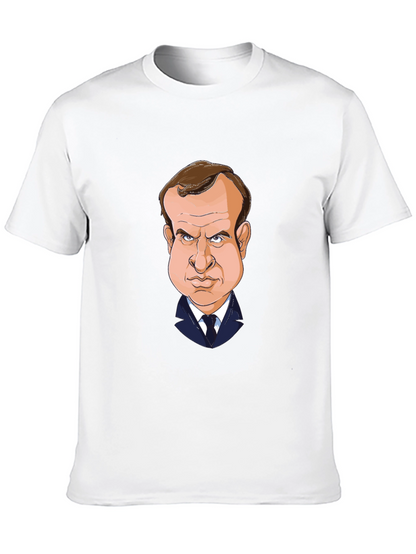 Macron Caricature T-Shirt - Black Cotton Tee