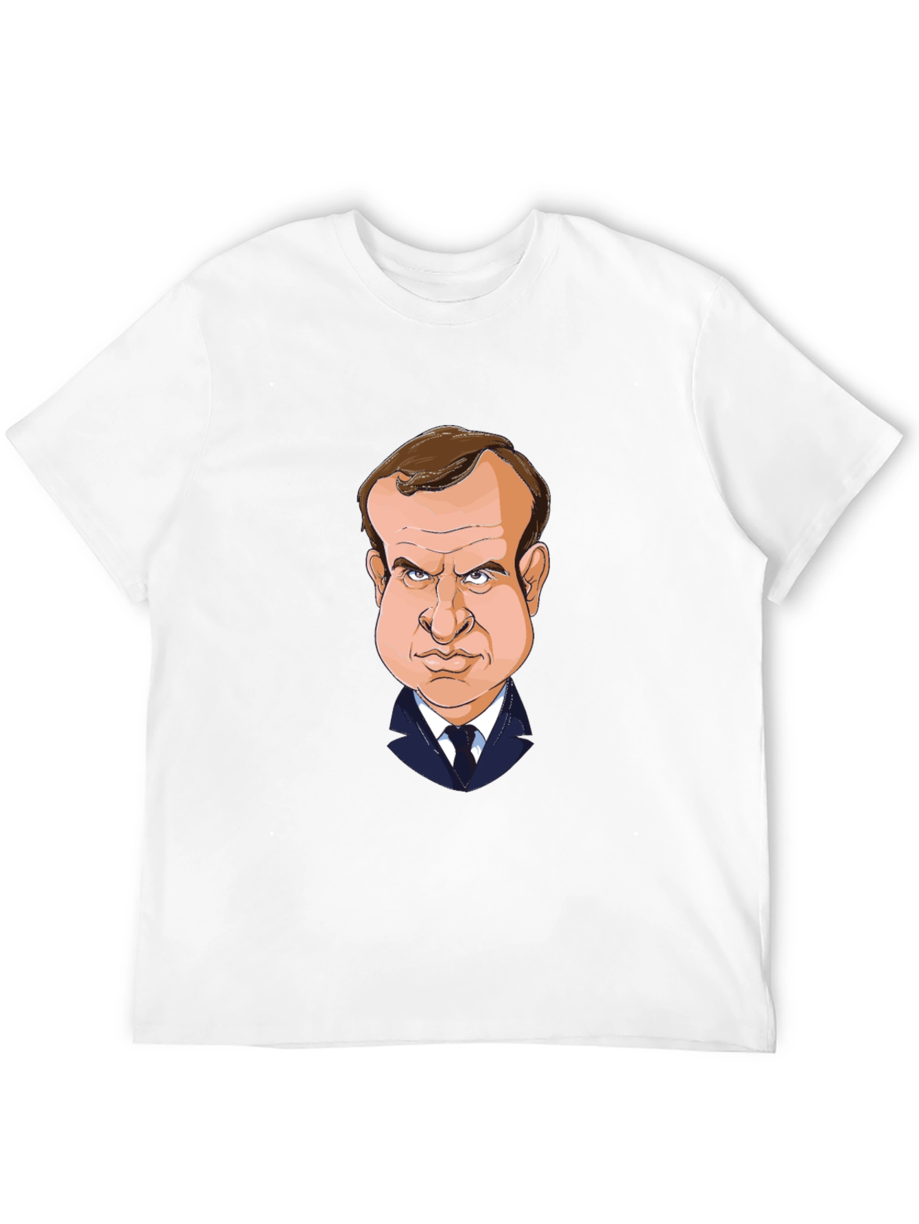Macron Caricature T-Shirt - Black Cotton Tee