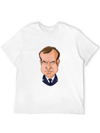 Macron Caricature T-Shirt - Black Cotton Tee