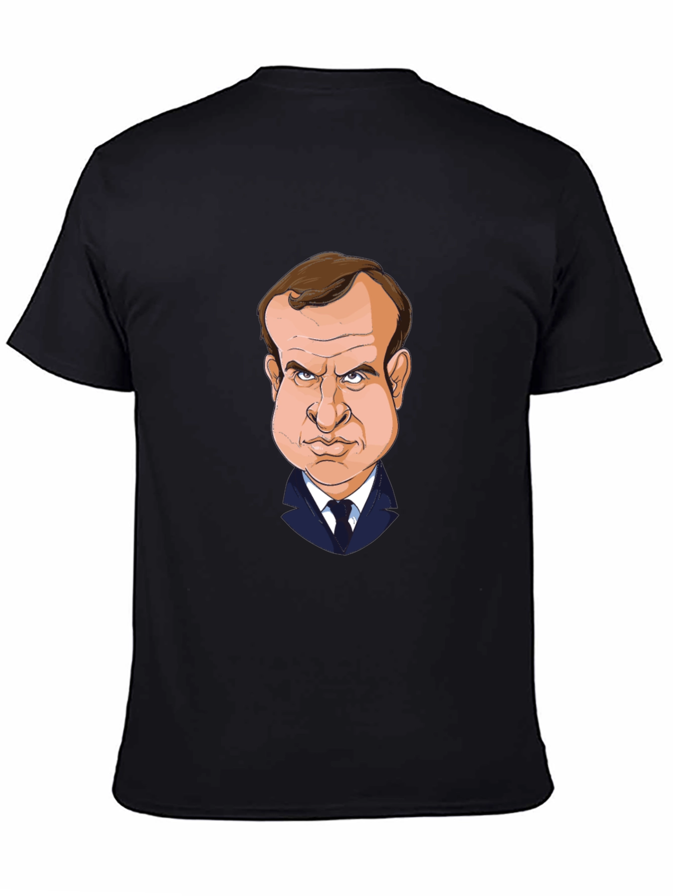 Macron Caricature T-Shirt - Black Cotton Tee