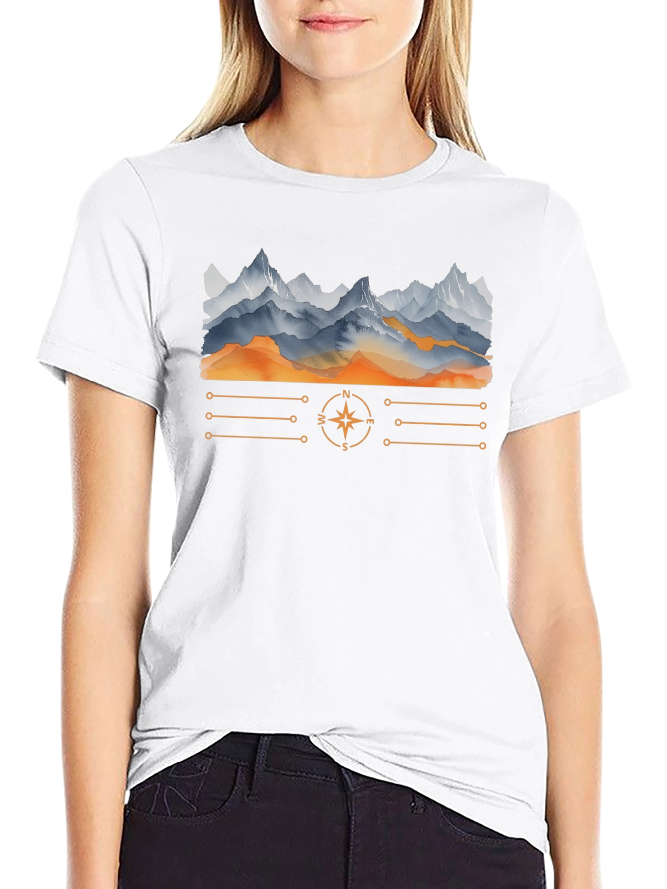 Mountain Compass Graphic T-Shirt - Adventure Awaits!