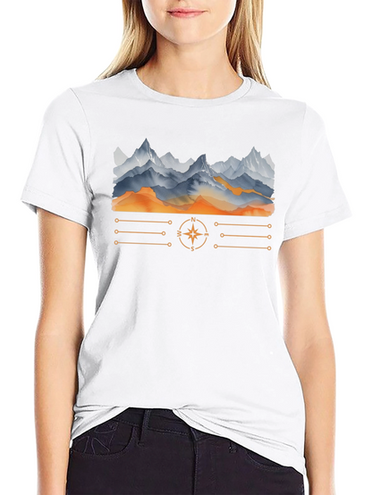 Mountain Compass Graphic T-Shirt - Adventure Awaits!