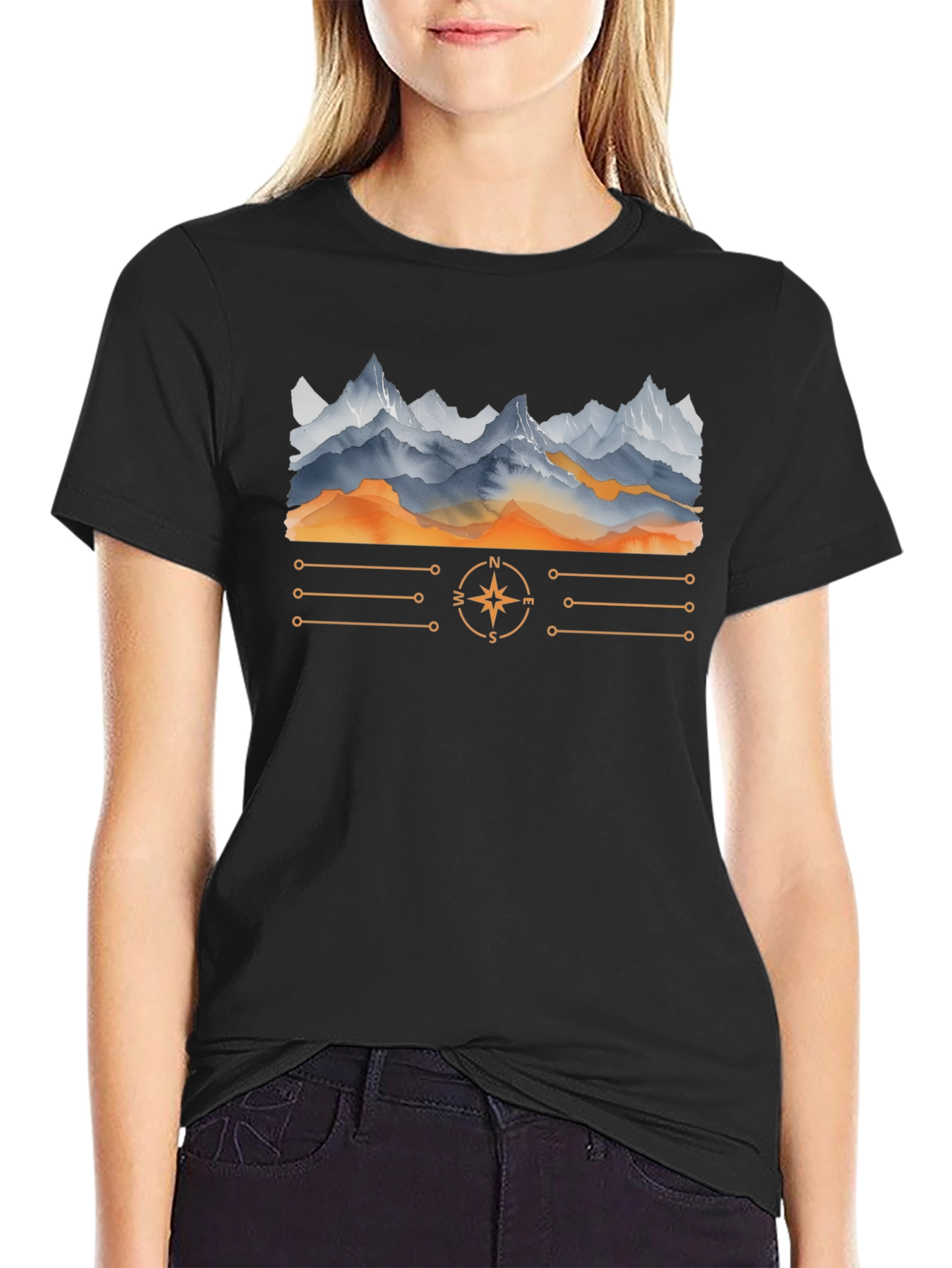 Mountain Compass Graphic T-Shirt - Adventure Awaits!