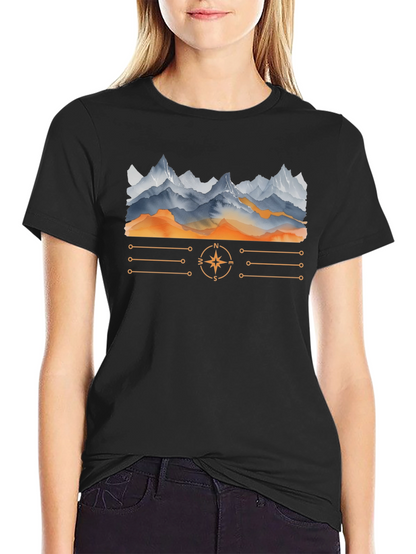 Mountain Compass Graphic T-Shirt - Adventure Awaits!