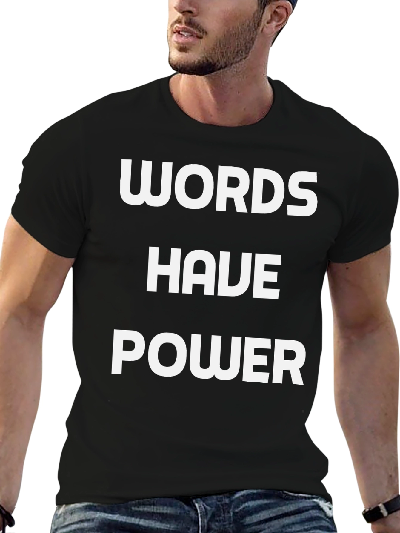 Words Have Power Black Graphic T-Shirt