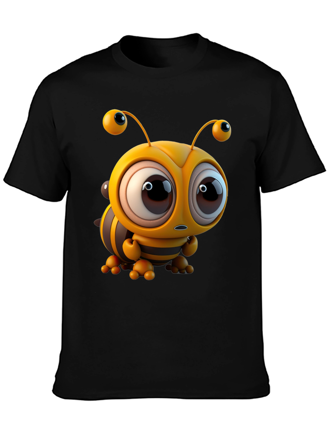 Cute Cartoon Bee Graphic Tee - Unisex Black T-Shirt