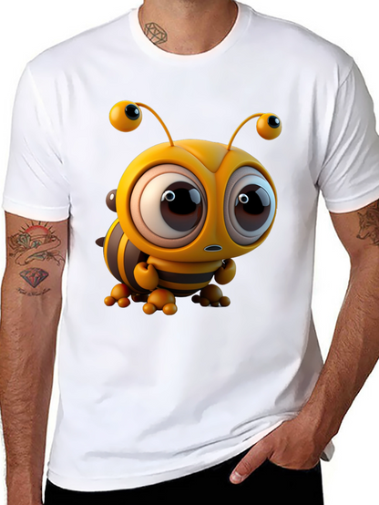 Cute Cartoon Bee Graphic Tee - Unisex Black T-Shirt