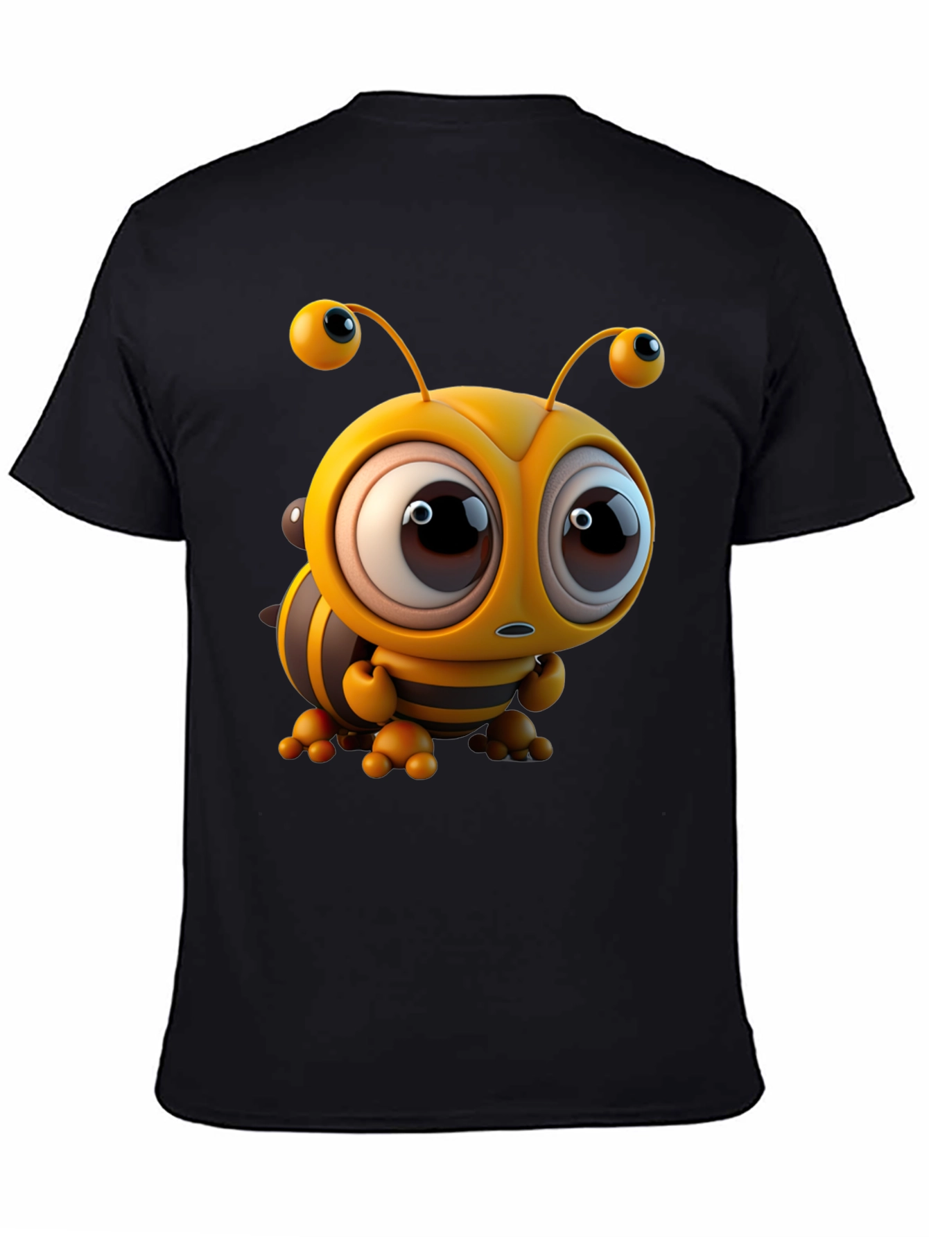 Cute Cartoon Bee Graphic Tee - Unisex Black T-Shirt