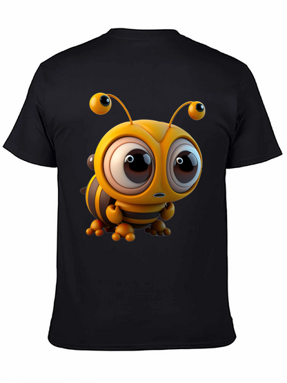 Cute Cartoon Bee Graphic Tee - Unisex Black T-Shirt