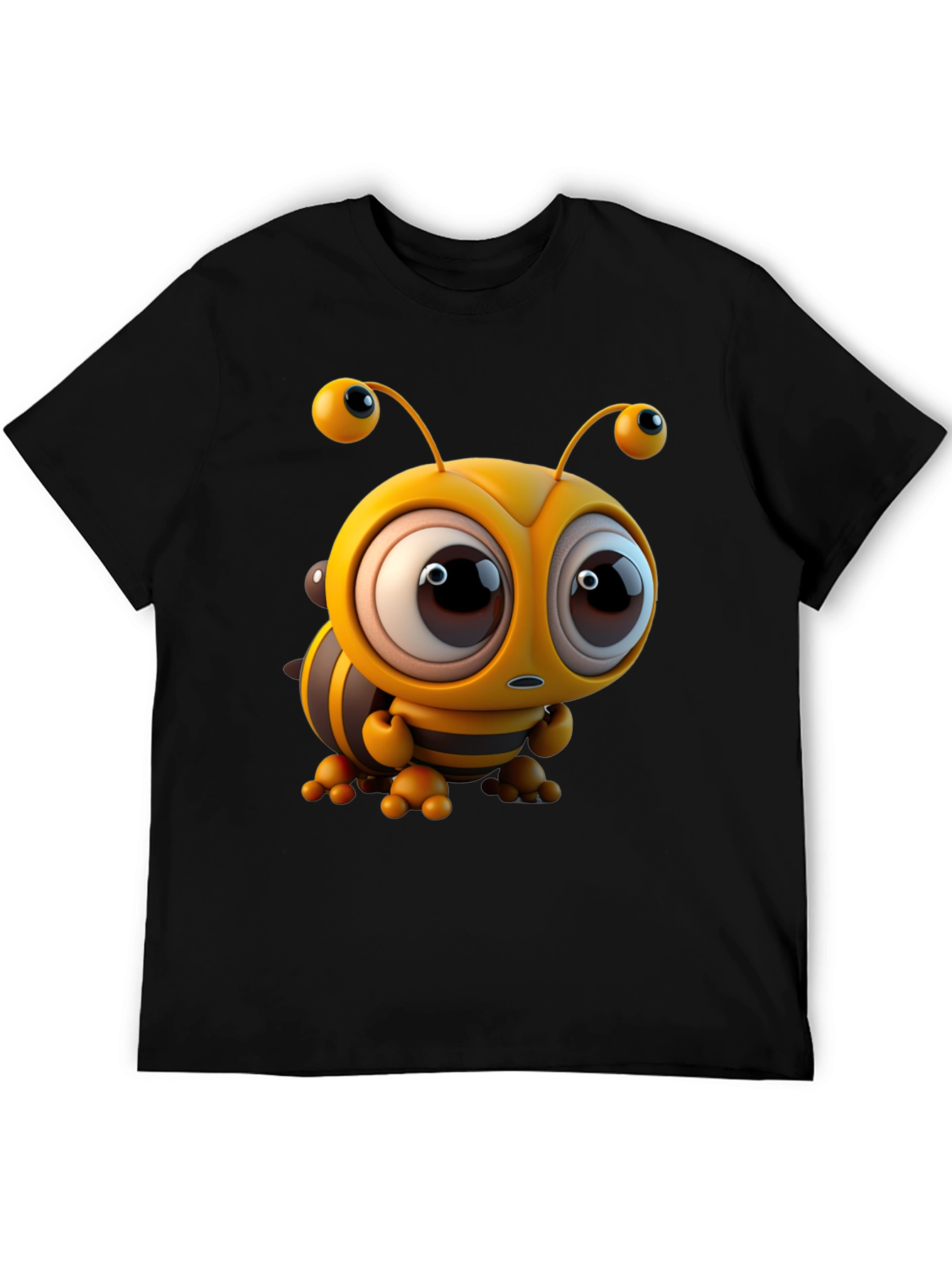 Cute Cartoon Bee Graphic Tee - Unisex Black T-Shirt