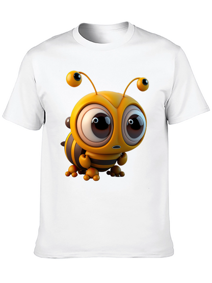 Cute Cartoon Bee Graphic Tee - Unisex Black T-Shirt