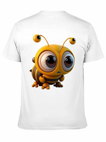 Cute Cartoon Bee Graphic Tee - Unisex Black T-Shirt