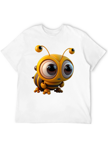 Cute Cartoon Bee Graphic Tee - Unisex Black T-Shirt