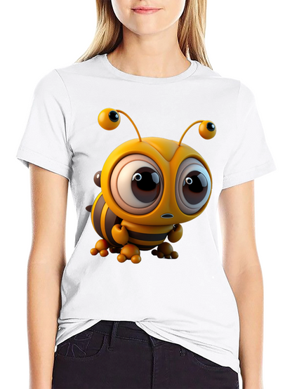 Cute Cartoon Bee Graphic Tee - Unisex Black T-Shirt