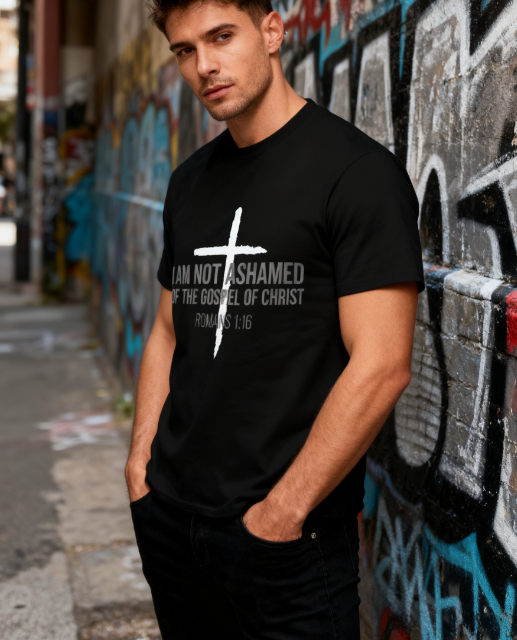 “I Am Not Ashamed of the Gospel” Christian T-Shirt - Romans 1:16 Faith Statement Tee for Men & Women