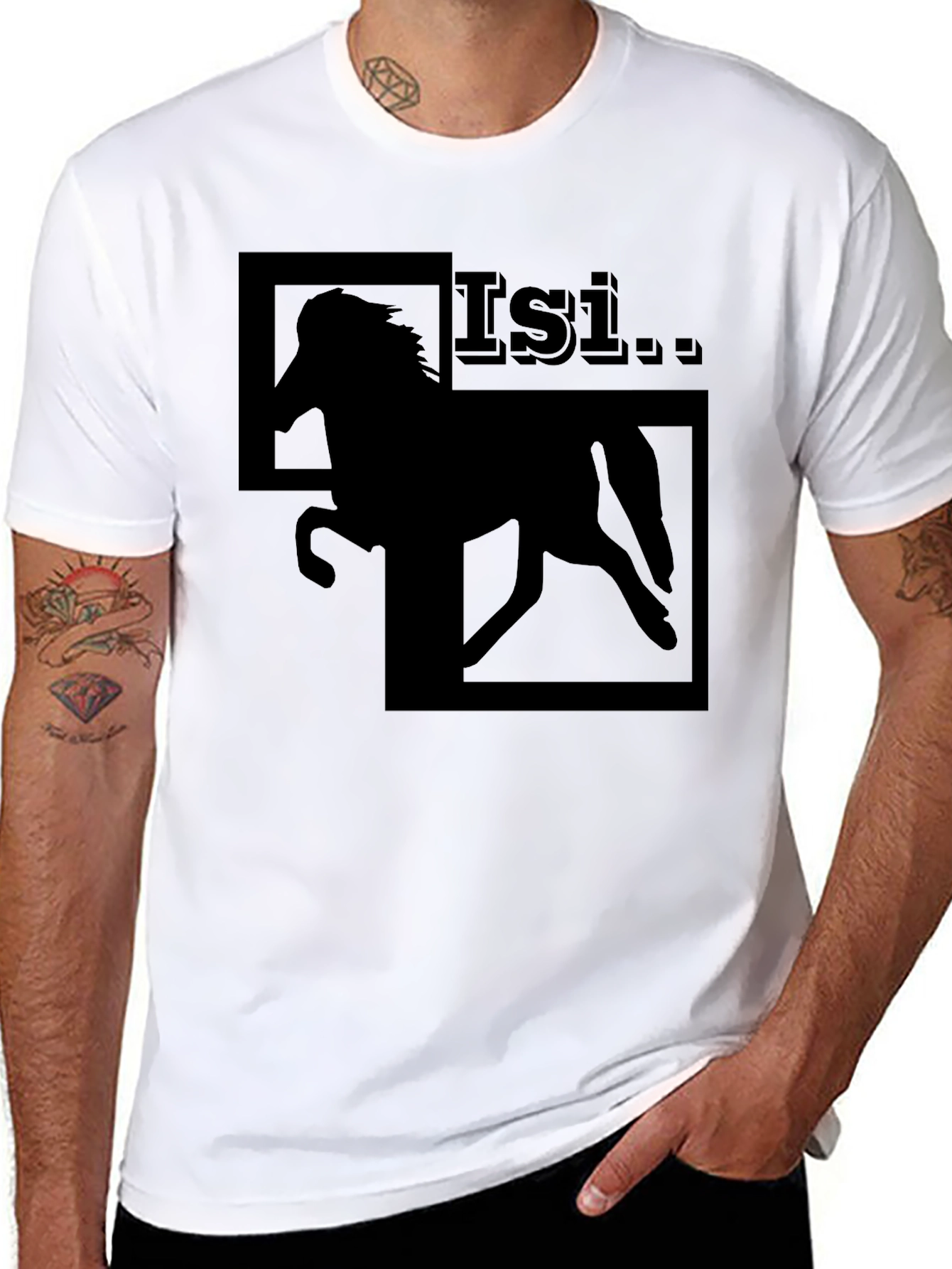 Black Horse Graphic T-Shirt - Isi Stallion Design