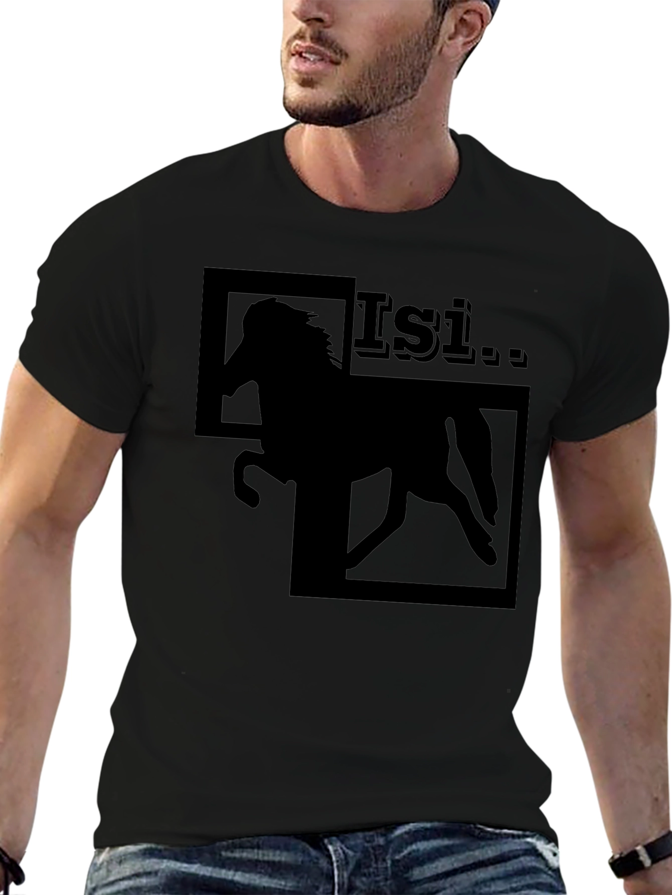 Black Horse Graphic T-Shirt - Isi Stallion Design