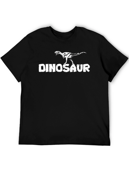Dinosaur Graphic Tee - Black Cotton T-Shirt