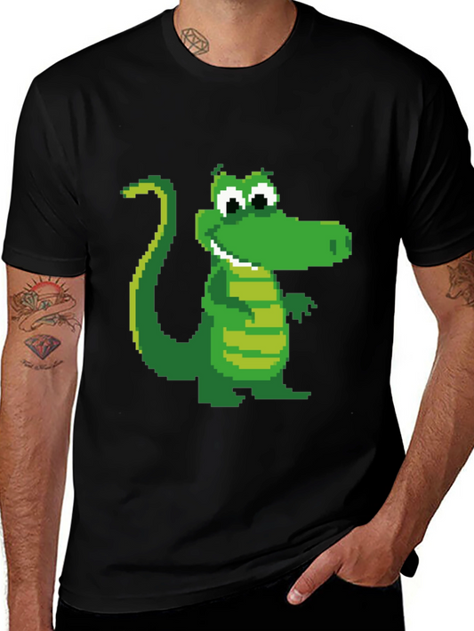 Pixel Crocodile Black T-Shirt