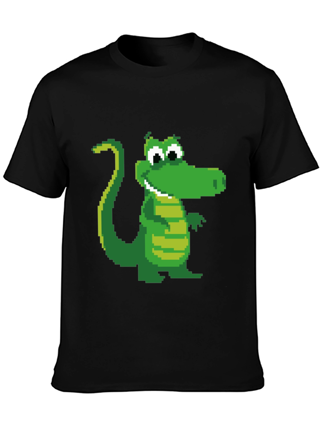 Pixel Crocodile Black T-Shirt