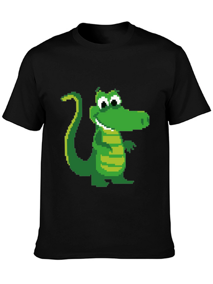 Pixel Crocodile Black T-Shirt